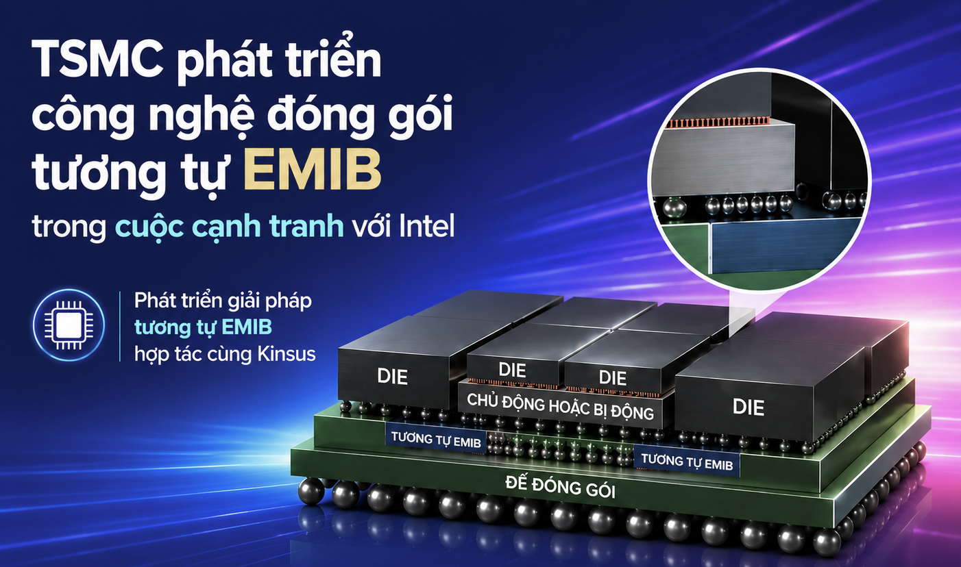 TSMC được cho là phát triển công nghệ đóng gói tương tự EMIB cùng Kinsus nhằm ngăn khách hàng chuyển sang Intel