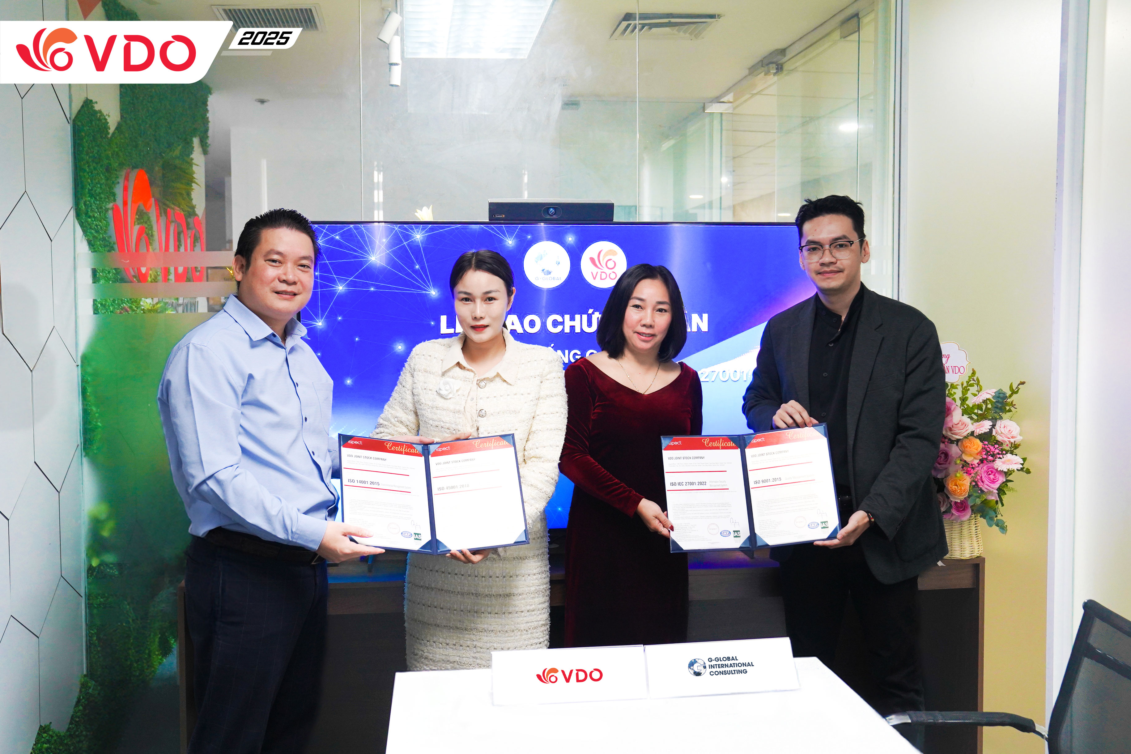 Công ty Cổ phần VDO được trao chứng nhận hệ thống quản lý quốc tế ISO