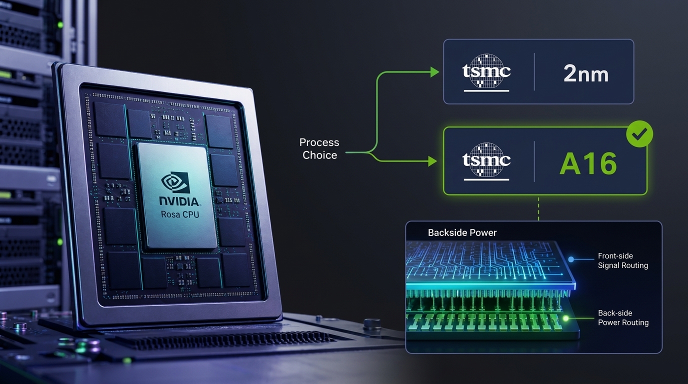 NVIDIA Rosa CPUs có thể sử dụng tiến trình 2 nm hoặc A16 của TSMC với công nghệ cấp nguồn mặt sau