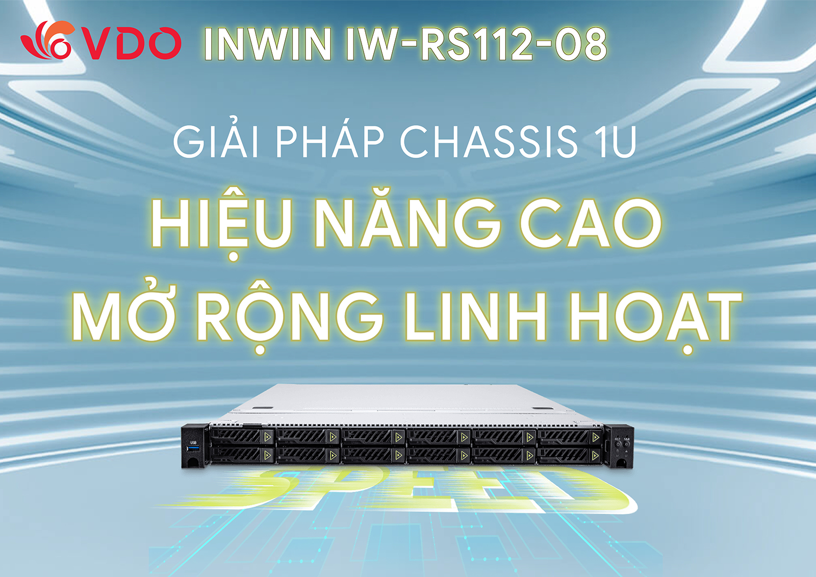 INWIN IW-RS112-08 – Chassis 1U Hybrid Hiệu Suất Cao