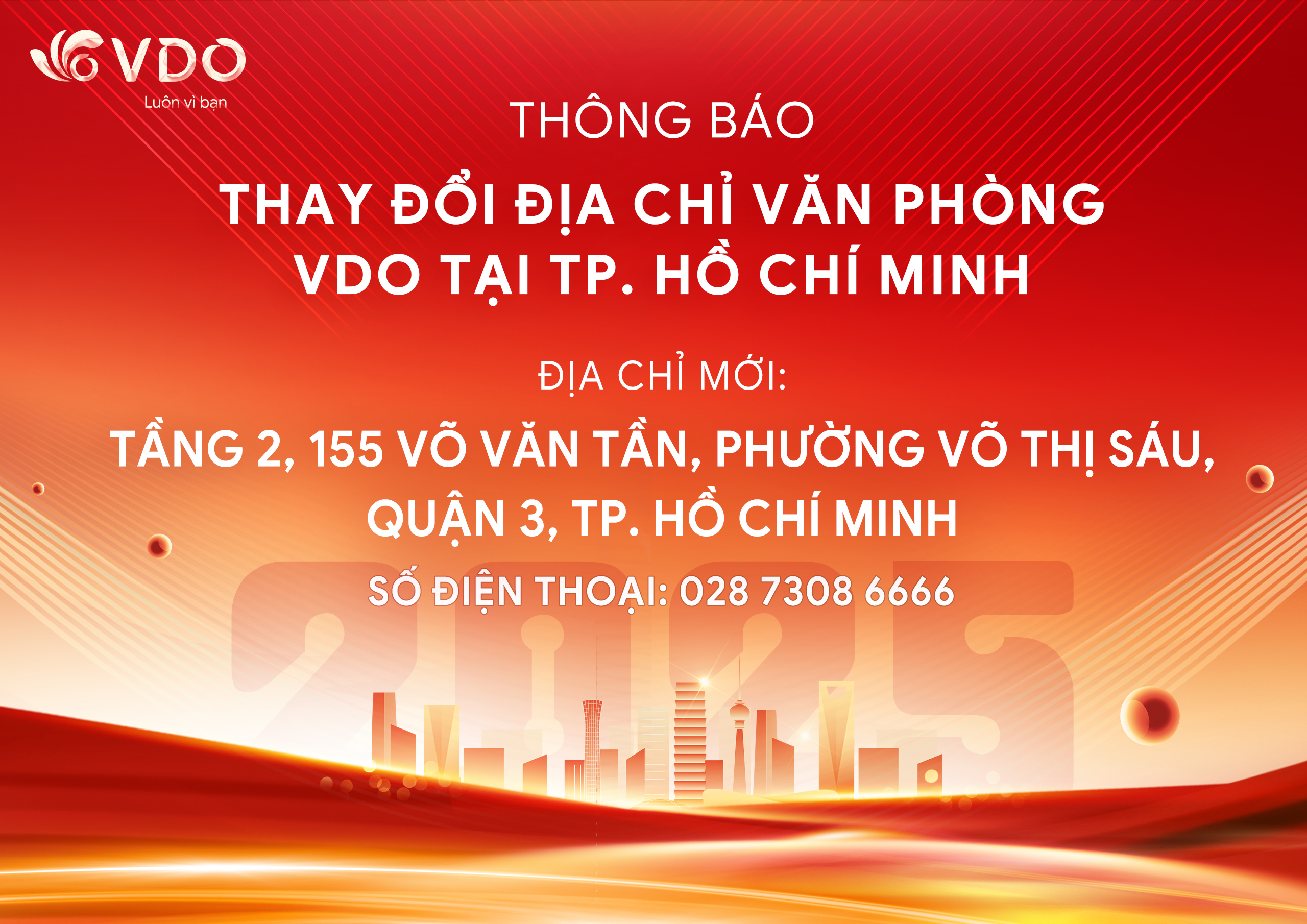 VDO thông báo thay đổi địa chỉ văn phòng tại TP. Hồ Chí Minh