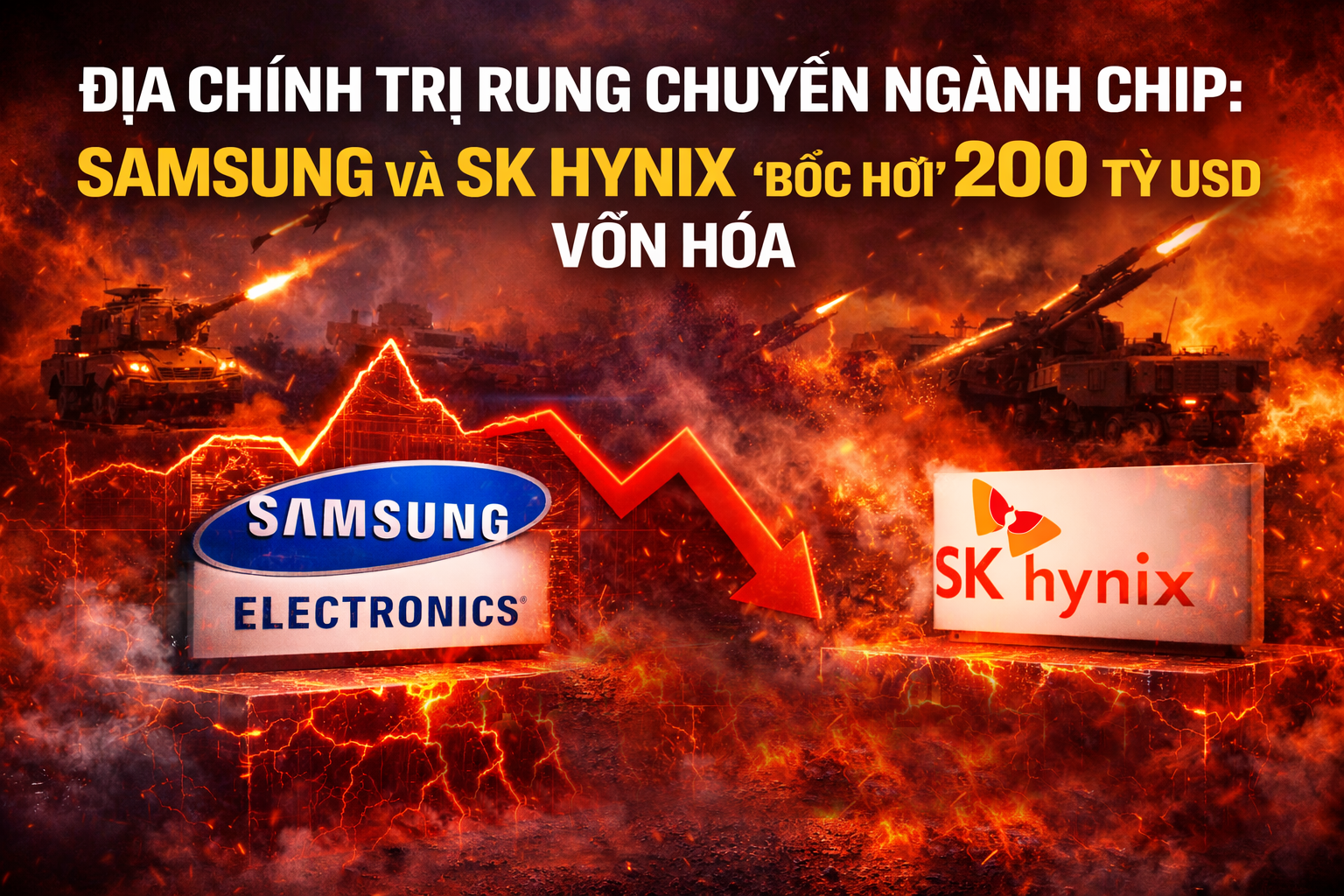 Địa chính trị rung chuyển ngành chip: Samsung và SK Hynix “bốc hơi” 200 tỷ USD vốn hóa