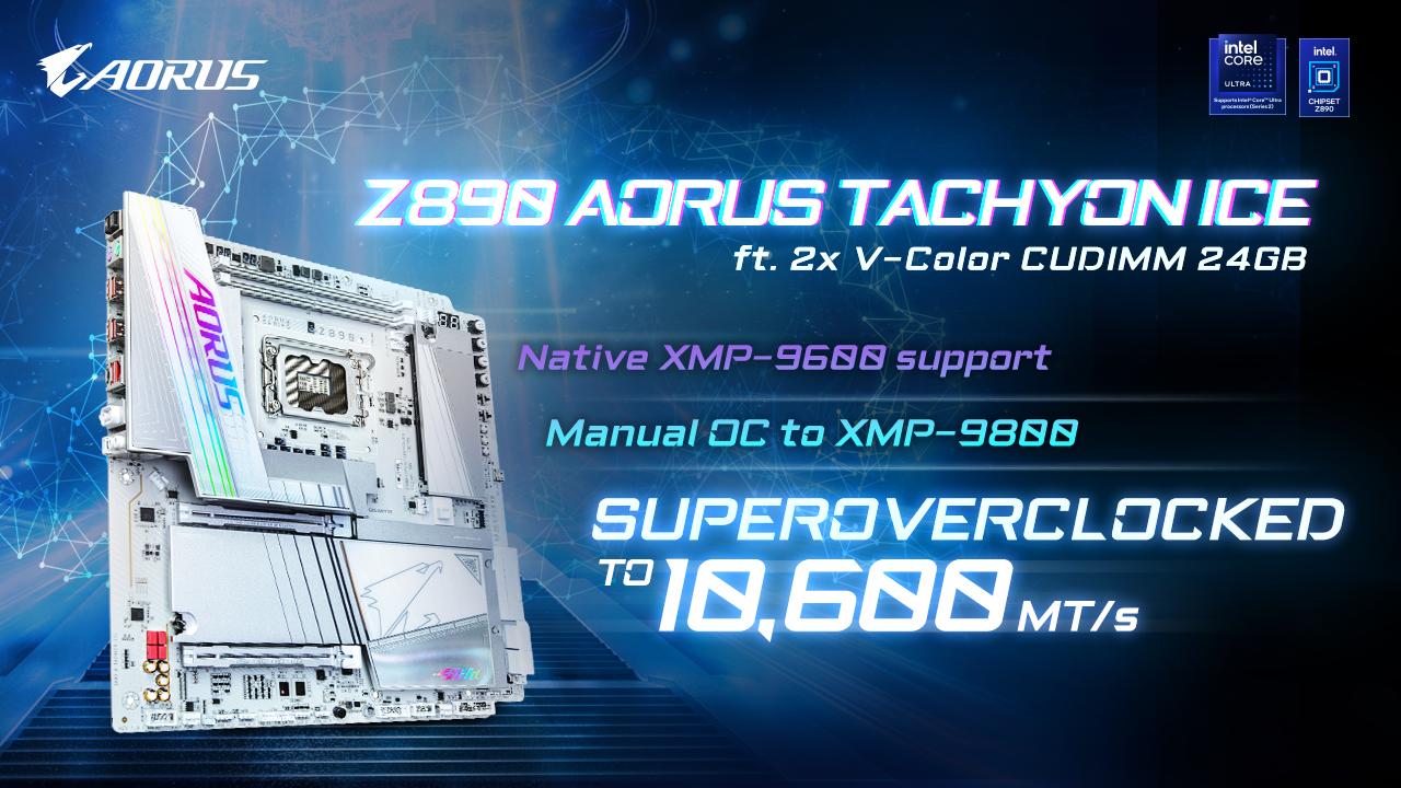 GIGABYTE Z890 AORUS TACHYON ICE đạt DDR5-10600, tiên phong cho kỷ nguyên ép xung mới.