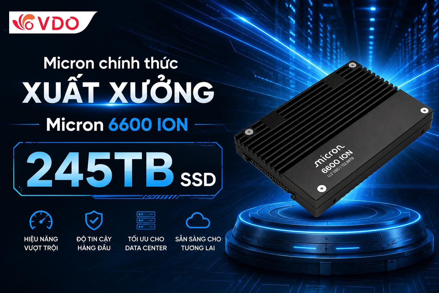Micron chính thức xuất xưởng 6600 ION 245TB SSD 